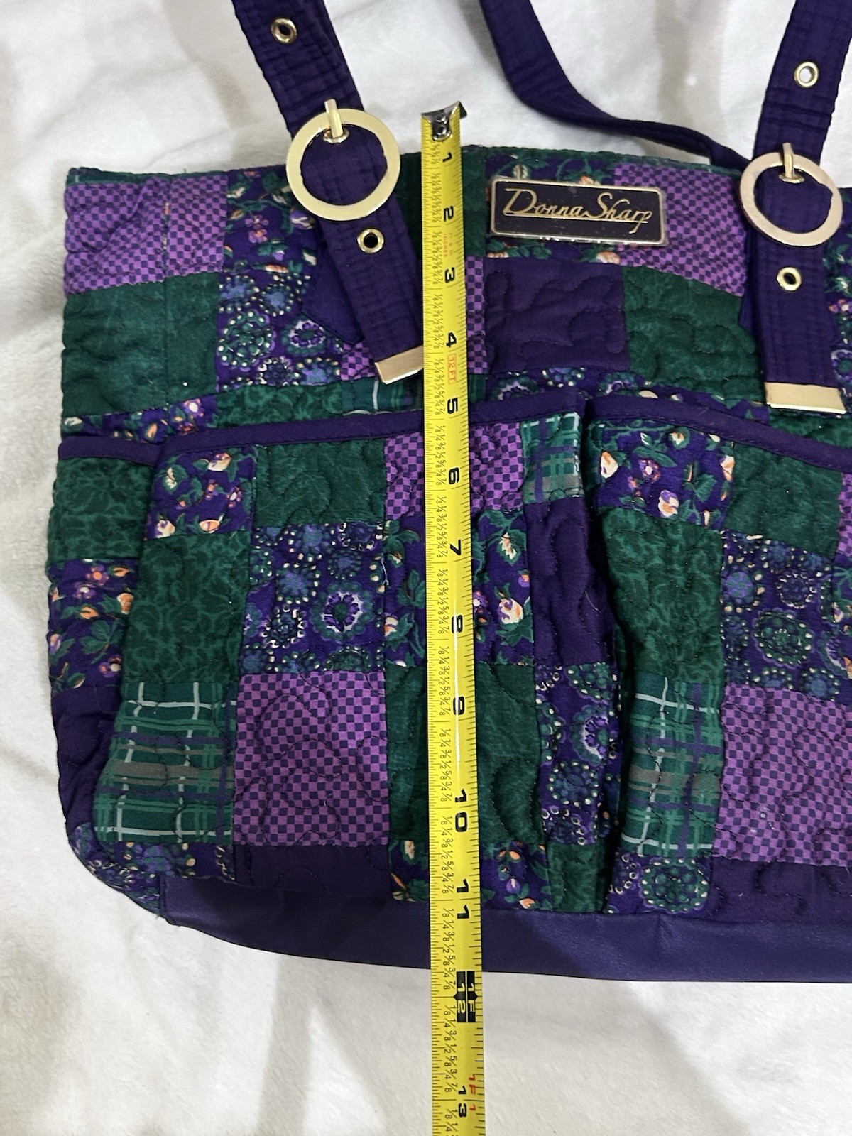 Donna Sharp Quilted Floral Patchwork Purple And G… - image 4