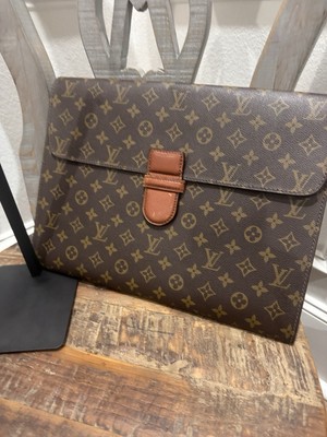 Louis Vuitton Posh Ministor Briefcase Document Case Brown Leather Laptop Case