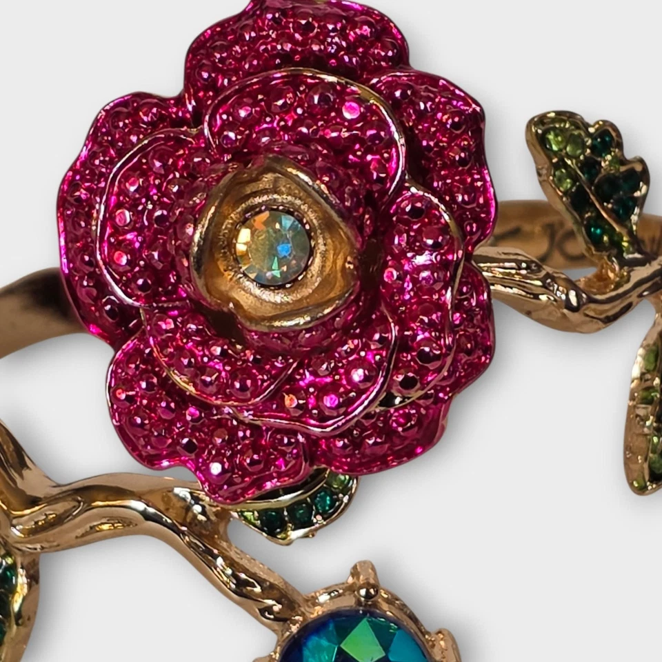 Pulsera con bisagras Betsey Johnson rosa rama cristal estrás Foto 3 de 4