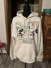 Disney Hoodie Size L Mickey  Minnie Have Places To Go  Friends To See Oatmeal