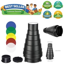 Aluminium Alloy Conical Studio Snoot Kit with Honeycomb Grid and 5pcs Color F...