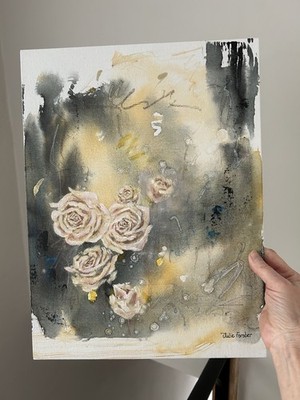 Floral Roses Abstract Original Painting Signed By The Artist Julie Forster