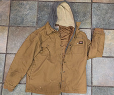 Dickies Jacket Men Size Large, Rust, Canvas Work Insulated Hoodie, Heavy Duty
