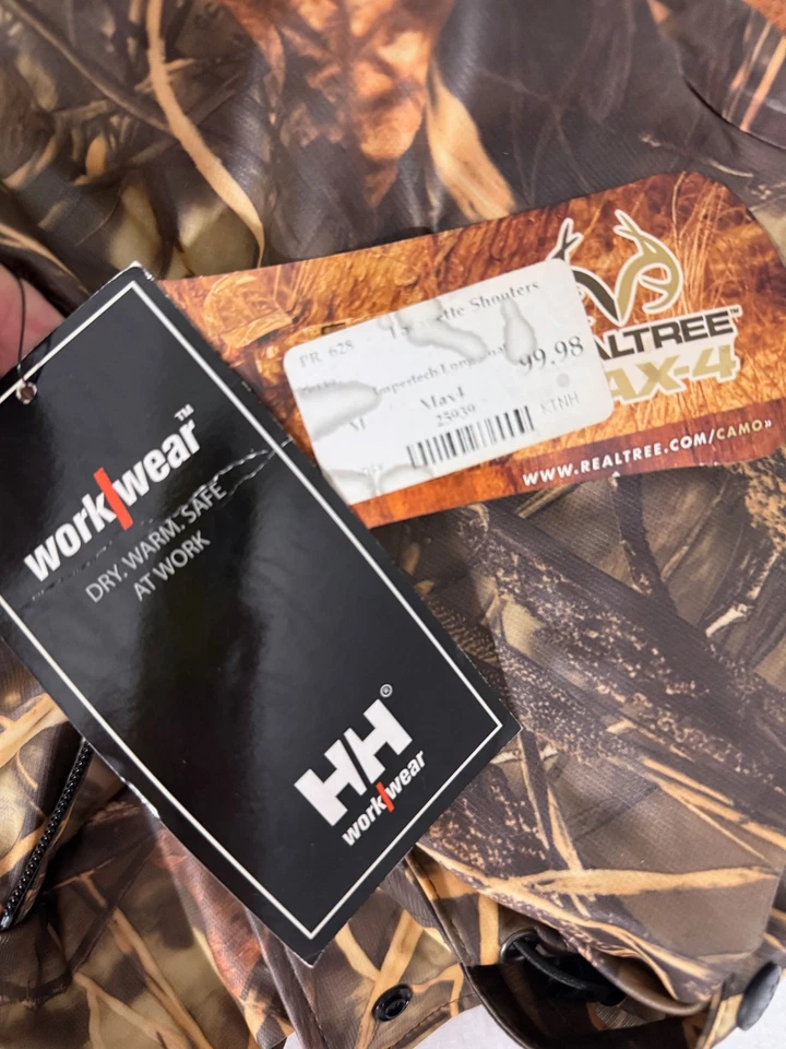 HELLY HANSEN Impertech Long coat hooded Real Tree Max 4 Men's M NEW NWT - Image 4 of 4