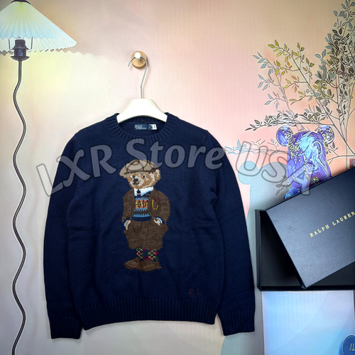 POLO RALPH LAUREN Polo Bear Knit Sweater Navy Wool Crewneck Men's Size L