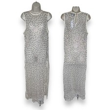 NWT Urban Outfitters Hunter Sheer Sequin Beaded Midi Cream Dress Women Medium