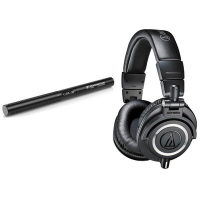 Sennheiser MKE 600 Shotgun Microphone BUNDLE w/ATH-M50x Pro Monitor Headphones