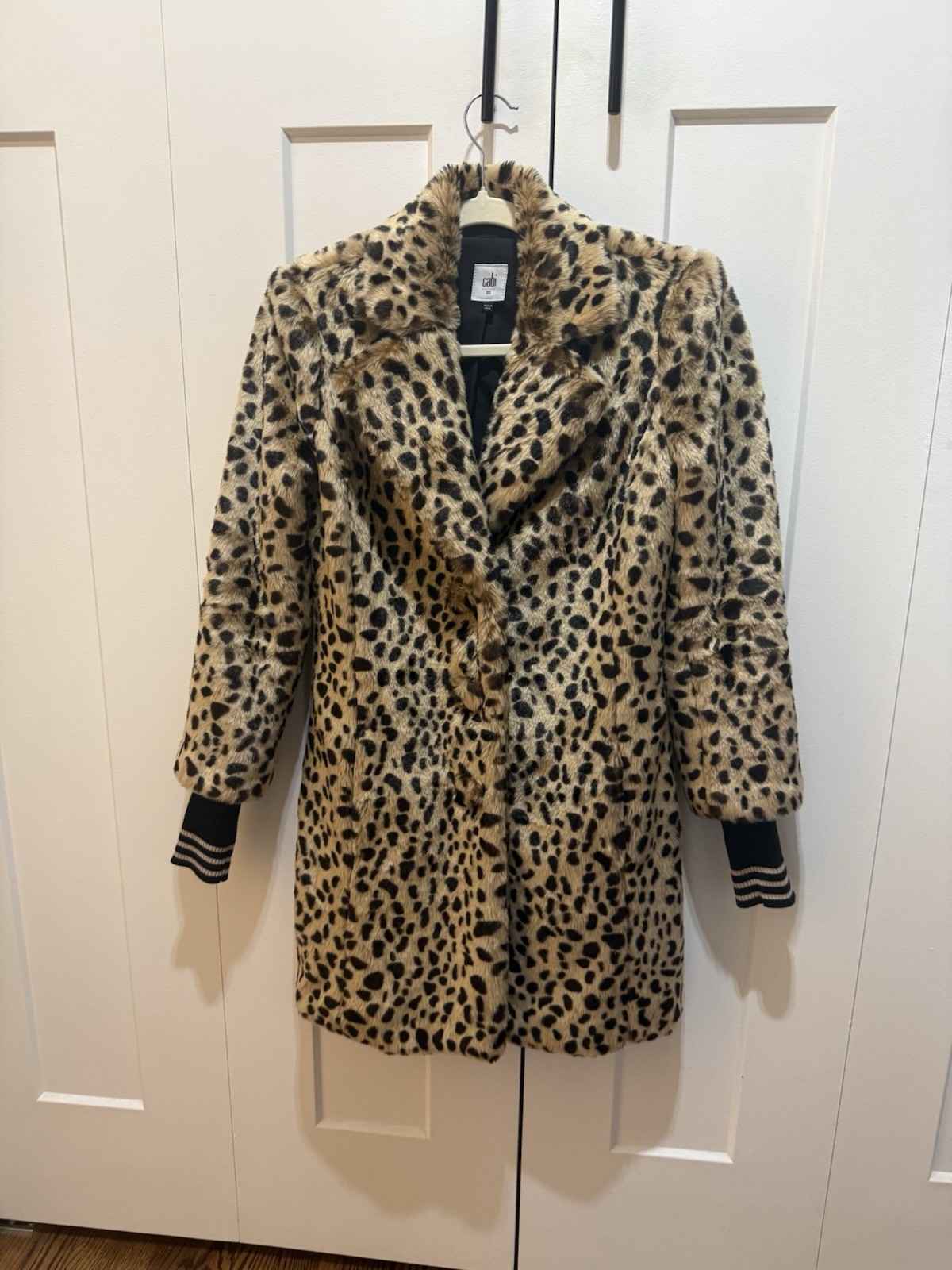 cabi Leopard Print Mid-Length Collared Button Coa… - image 6