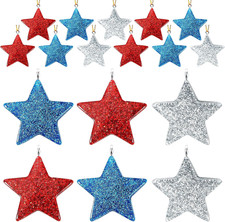 36PCS Mini Resin Patriotic Star Ornaments 4Th of July Hanging Pendants for Small