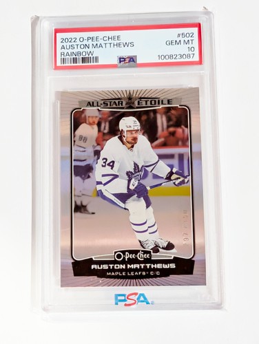 2022 O-Pee-Chee Hockey Auston Matthews #502 Rainbow 297/350 PSA 10 Toronto