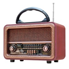 AM/FM/SW 3-Band Portable Radio: Wooden Retro Vintage Radios, Rechargeable Bat...
