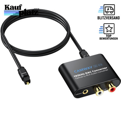 DAC Wandler Digital zu Analog Konverter SPDIF Toslink zu RCA 3,5mm mit 1m Kabel