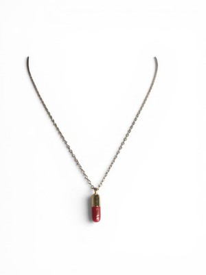 Kris Nations Chill Pill Necklace in Coral Red