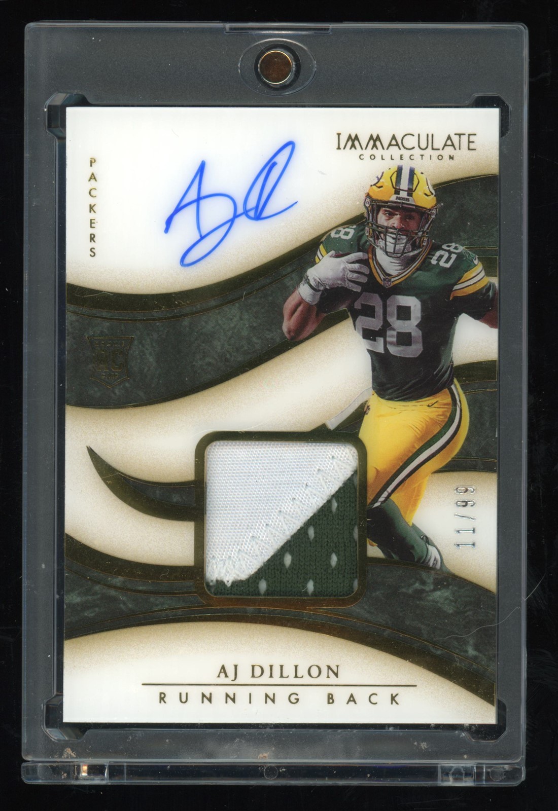 2020 Panini Immaculate AJ Dillon Rookie Patch Auto #11/99 #122 Packers (BD)