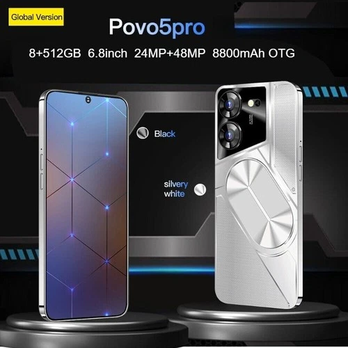 New Povo 5 Pro Smartphone Global Unlocked Android 8+512GB 6.8'' 8800mAh Gifts - Afbeelding 1 van 19