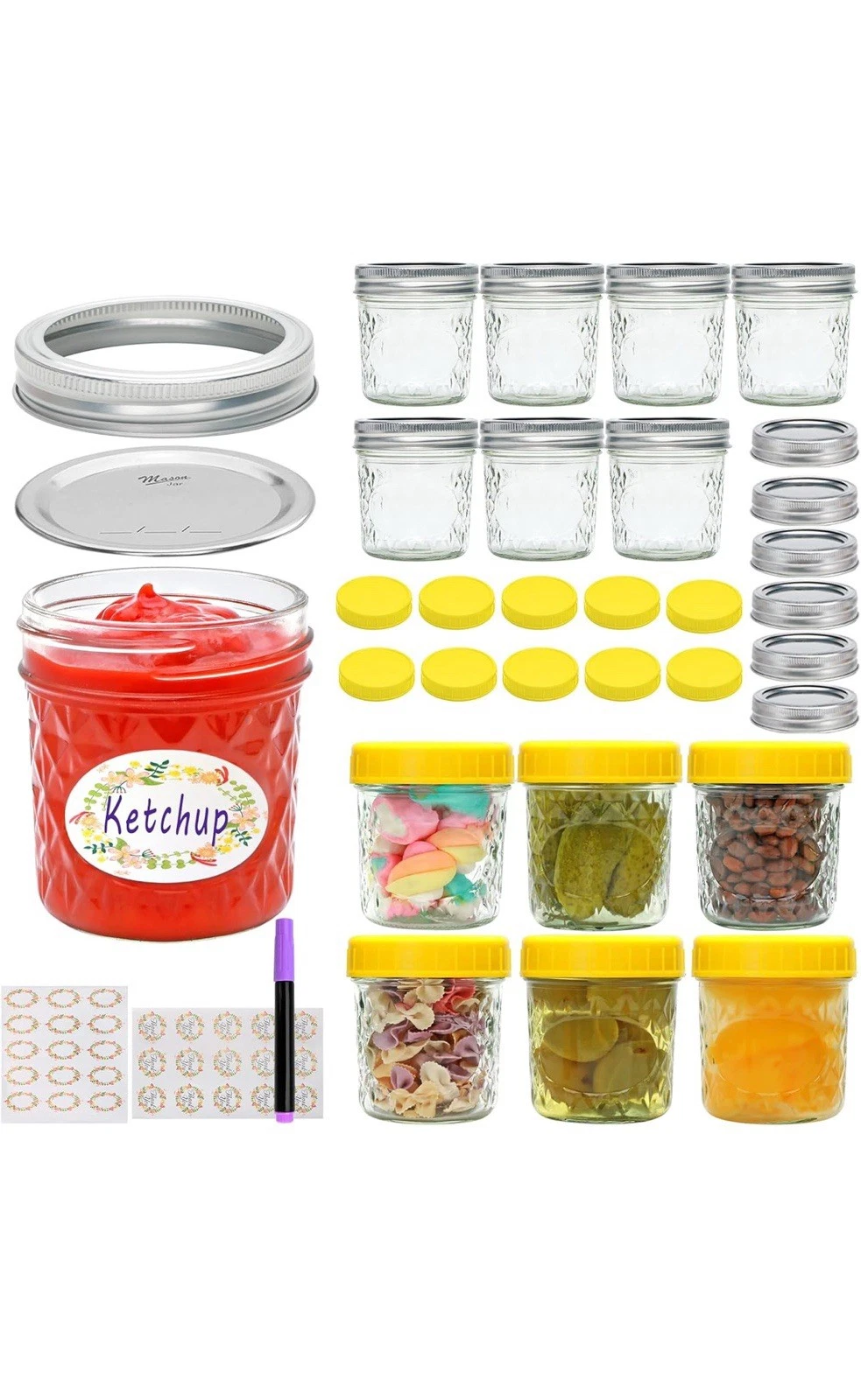 Mason Jars 6 OZ 16 PACK Glass Canning Jars with Lids and Bands Mason Jars Glass