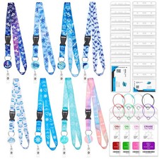 8 Pack Cruise Lanyards Set for Ship Cards, with Retractable Badge Reel Waterp...