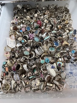 Lot Of Vtg Sterling Silver 925 Ring Assorted Styles Stones Fine Jewelry 100g