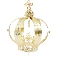 Our Lady of Fatima Gold Tone Metal Filigree Crown with Gem Accents for Statues