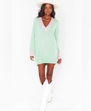 Show Me Your MuMu Hartford Sweater Dress Mint Green Pink Trim Oversized Medium