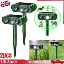 2x Ultrasonic Solar Cat Dog Repellent Fox Pest Scarer Deterrent Repeller Garden