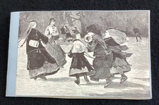 A  Skating Scene by Winslow Homer Vintage Christmas Greeting Card Wood Engraving