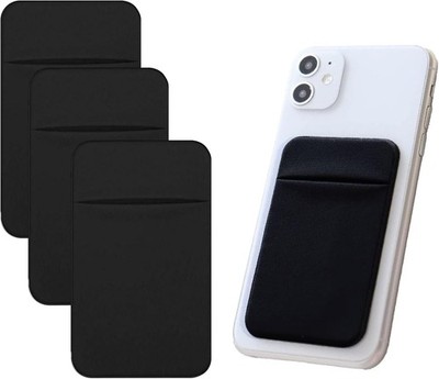 Handy-Kartenhalter 3 Stück Selbstklebend für Rückseite Smartphone Schwarz