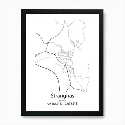 Strangnas, Schweden minimalistische Karte Kunst gerahmtes Wandbild Poster Leinwanddruck Bild