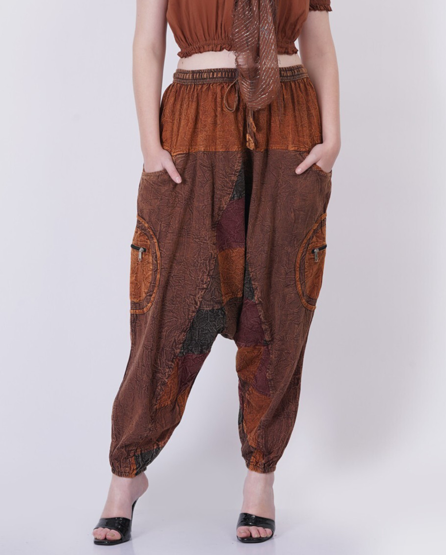 Mujer Patchwork Balloon Fit Pantalones Hippie Estilo Suelto Jogger Mix Lote a...