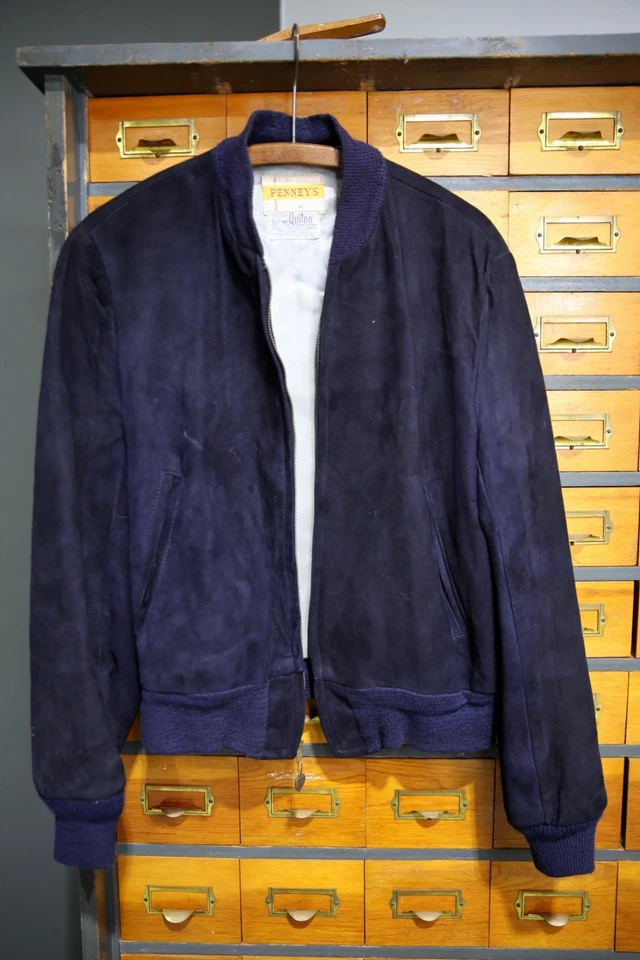 Vintage 1950s JC Penney’s Blue Leather Ricky Work Jacket Size 40 Medium zip up - Image 4 of 4