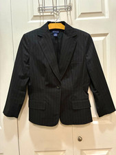 Ann Taylor Women's Black Pinstripe 3/4 Sleeve Blazer- Size 8