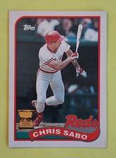 1989 Topps Baseball Chris Sabo RC Card #490 Reds Topps All-Star Rookie Gold Cup