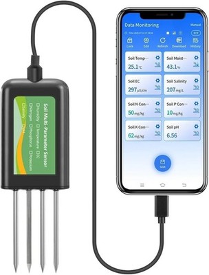 8-in-1 Soil NPK EC Moisture Temp pH Tester - Intelligent with APP