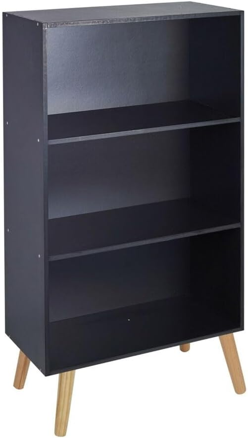 Bookcase 3 Tier Tall Wide Shelves Storage Organizer Cabinet Freestanding Rustic
