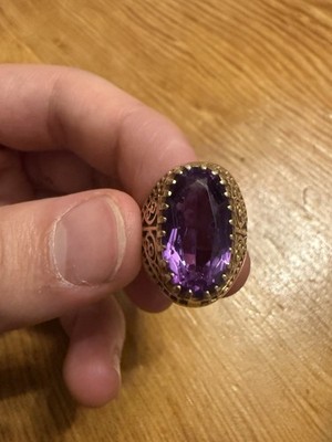 USSR Vintage Original Rose Gold Alexandrite (lab. made) Ring 583 14K Kiev 1977