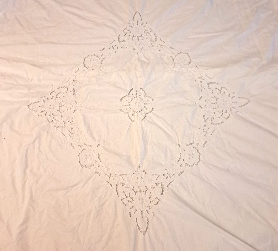 Edredón completo de encaje Madeira blanco recortes de algodón cierre de botones casa 87x80 Foto 2 de 4