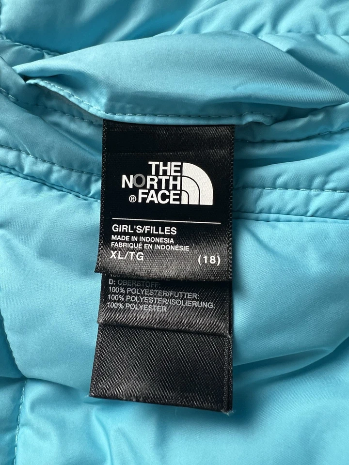 Chaqueta The North Face Niñas XL Púrpura Azul Geométrico Reversible Abrigo Foto 4 de 4
