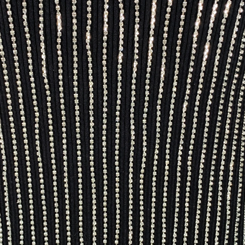 Vestido de cóctel FANG talla M asimétrico estrás negro plateado mezcla de algodón Foto 2 de 4