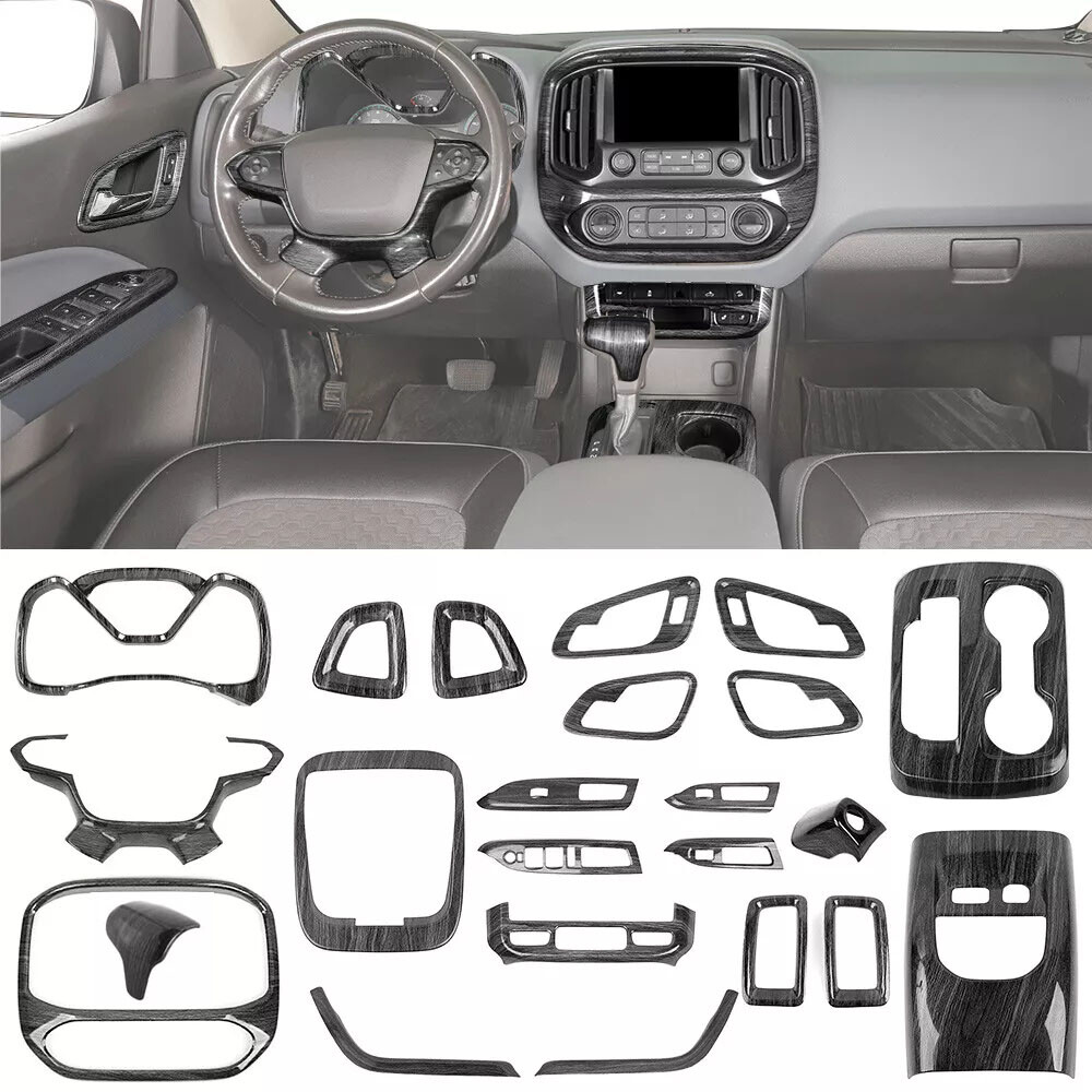 ✅ Black Wood Steering Center Console Trim Cover For Chevy Colorado CANYON 14-22