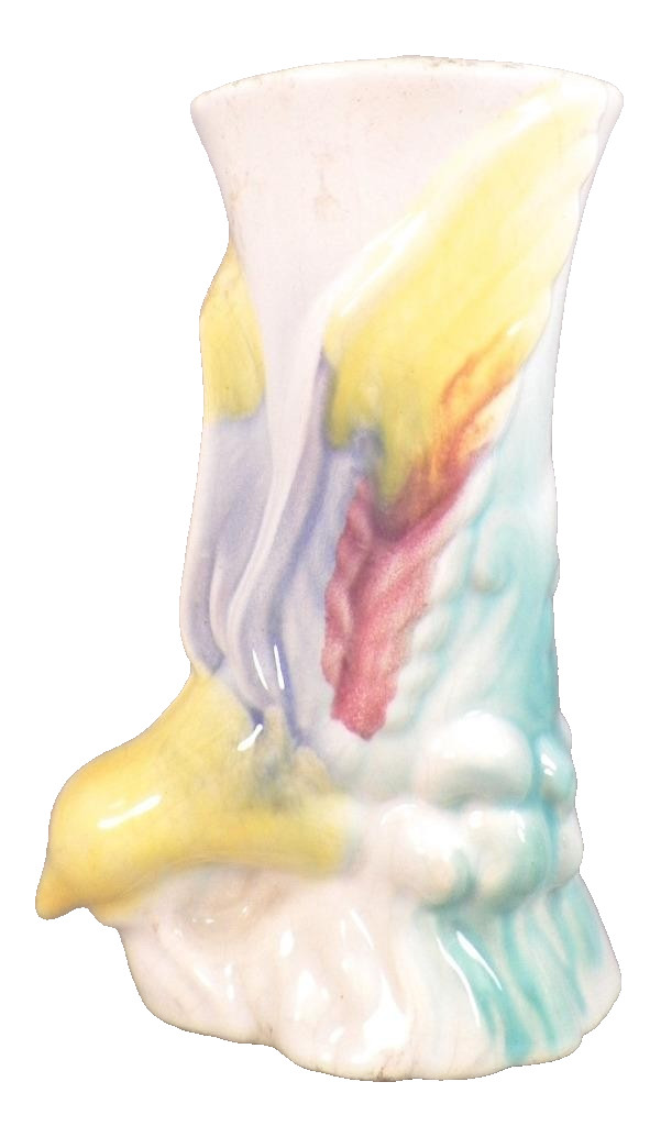 Bird in Flight Wall Pocket Vase Yellow Pastel Wings Fanciful Vintage #5