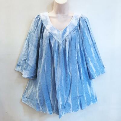 Sacred Threads Hippie Boho Festival Tie Dye Peasant V Neck Smock Top 220133 OS