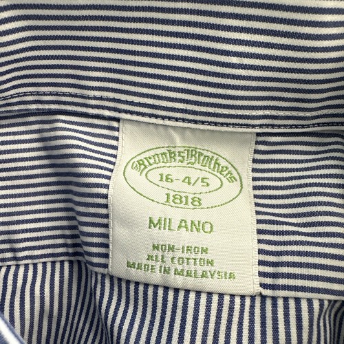 Brooks Brothers 1818 Milano Blue/White stripe mens shirt (Wear on collar) 16-4/5 - Picture 7 of 16