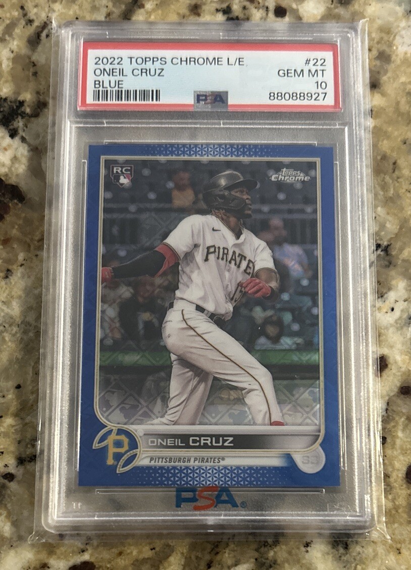 2022 Topps Chrome Logofractor Edition Oneil Cruz Blue 77/150 PSA 10 Gem Mint