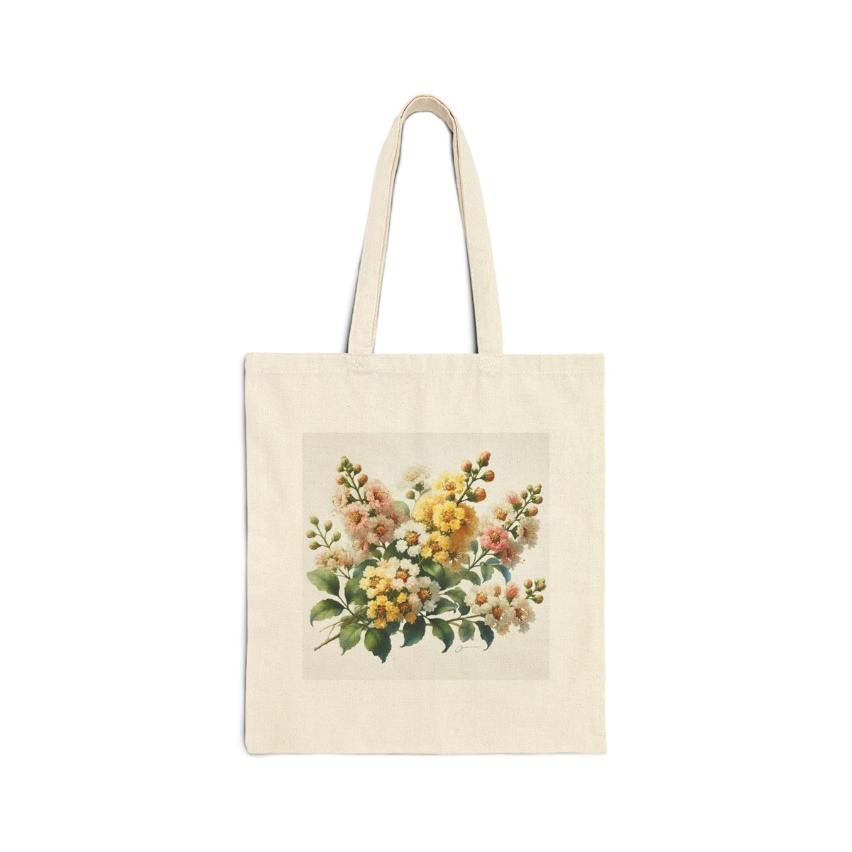 Cotton Canvas Tote Bag Floral Design