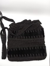 Vintage lerner Sons Made In Italy Crochet And Velvet Evening Bag