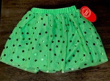 St. Patrick  s Day Irish Green Shamrock Tutu Skirt Tulle Mesh Girls Sz 4 5 6 7 8