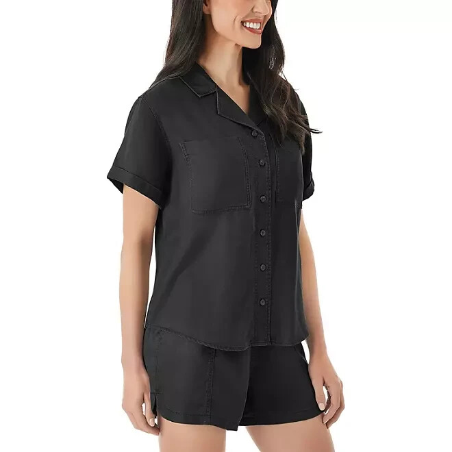 Member's Mark Women's Tencel Camp Shirt Size Large Black