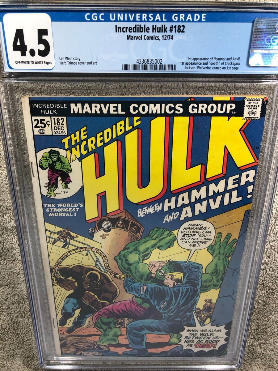 Incredible Hulk 182 CGC 4.5 Trimpe art Cover 2nd Wolverine 12/1974