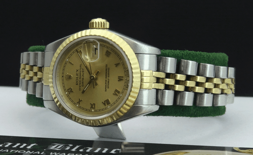 ROLEX Ladies 26mm 18kt Gold & SS DateJust Champagne Roman Dial 69173 SANT BLANC - Picture 3 of 5