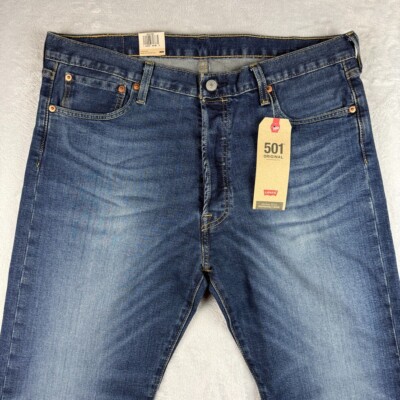 Levis Jeans Mens 36x30 Blue 501 Straight Button Fly Western American Dark Denim